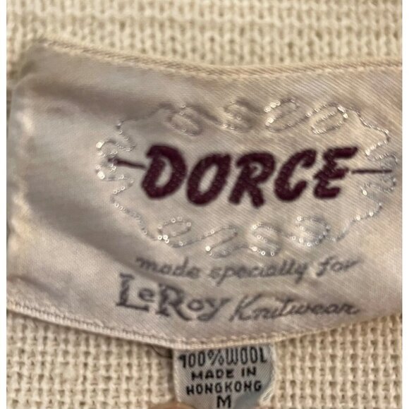 Vintage Wool Jacket M Cream LeRoy Knit Sweater Retro Neutral Minimalist Preppy - Picture 2 of 13